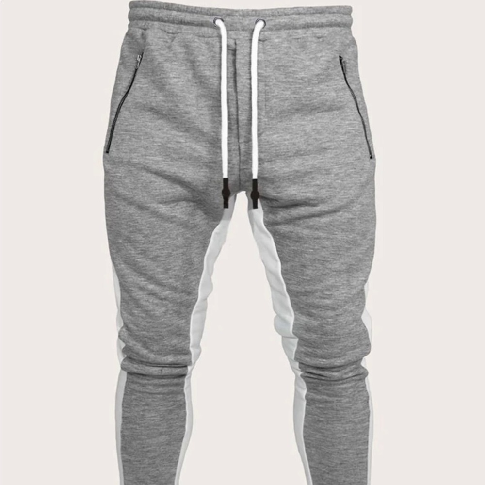 Men’s contrast panel Zip hem pants